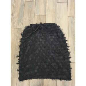 Massimo Rebecchi Black Fringe Polka Dot Midi Skirt Italian Elastic Waist